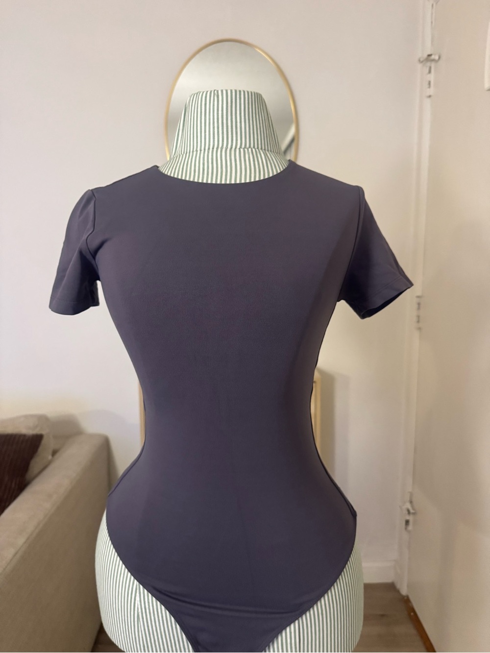 Aritzia Babaton Short-Sleeve Bodysuit - Grey/Charcoal